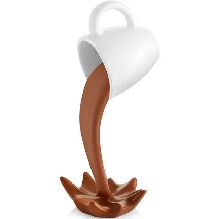 3D Floating Coffee Cup Resin Craft, Creative Hanging Desktop Ornament Home Decor