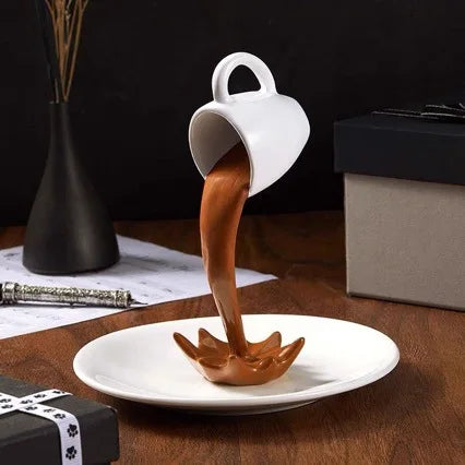 3D Floating Coffee Cup Resin Craft, Creative Hanging Desktop Ornament Home Decor