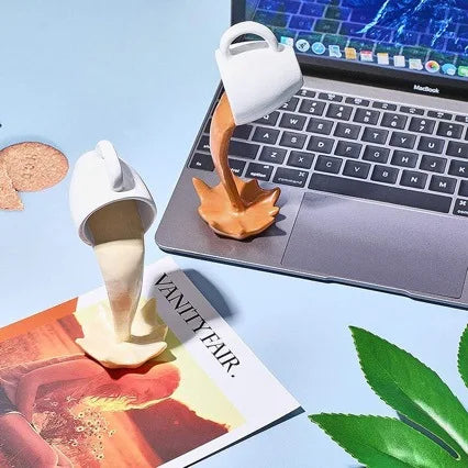 3D Floating Coffee Cup Resin Craft, Creative Hanging Desktop Ornament Home Decor