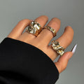 Salircon New Fashion 3 Pcs/set Irregular wrinkle Finger Rings for Men Women Punk Minimalist Geometric Opening Ring Party Jewelry