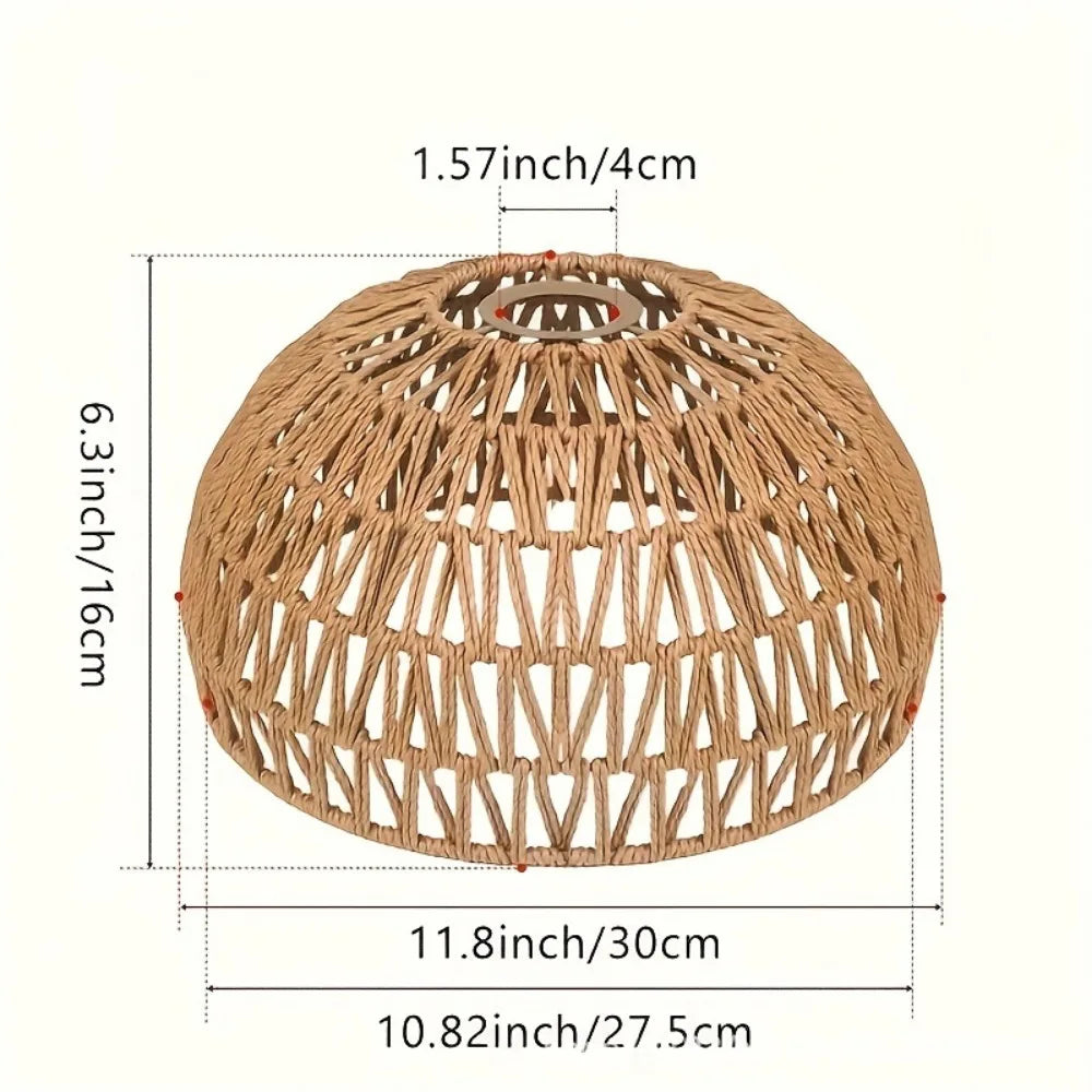 Weaving Design Woven Lampshade Hanging Light Fixture Vintage Lampshade Vintage Style Cane Inspired Light Fixture Home Decoration