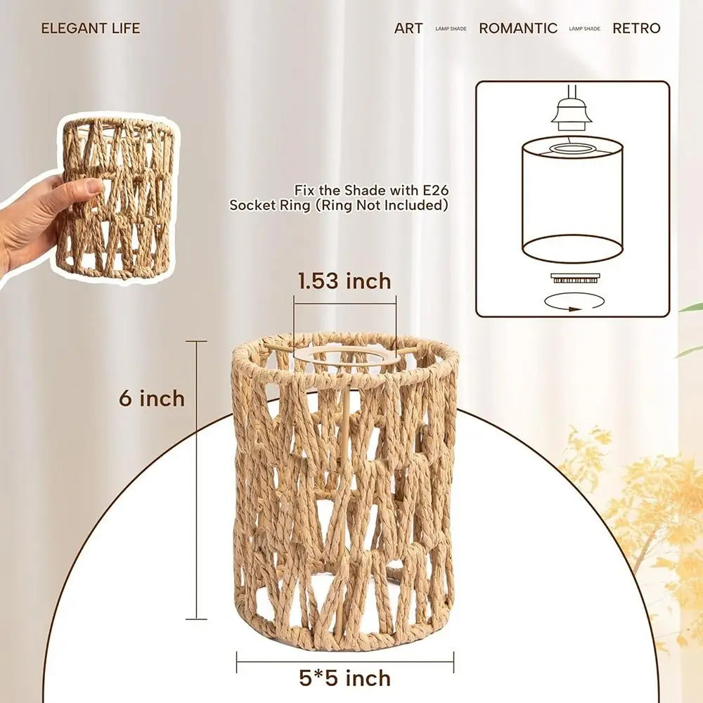 Weaving Design Woven Lampshade Hanging Light Fixture Vintage Lampshade Vintage Style Cane Inspired Light Fixture Home Decoration