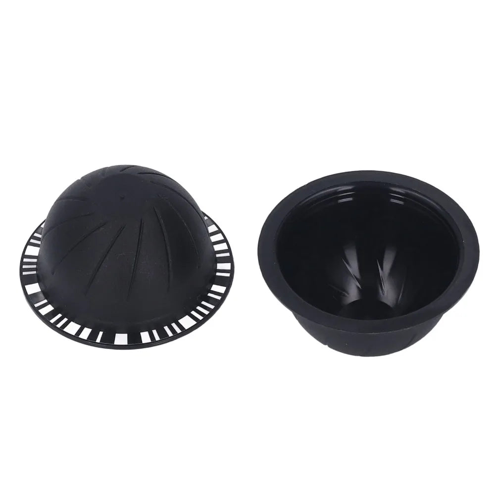 230ml Capacity Coffee Capsule Filter Cup Aluminum Foil Lid With Spoon Brush Capsule Refill Holder Set Black Color