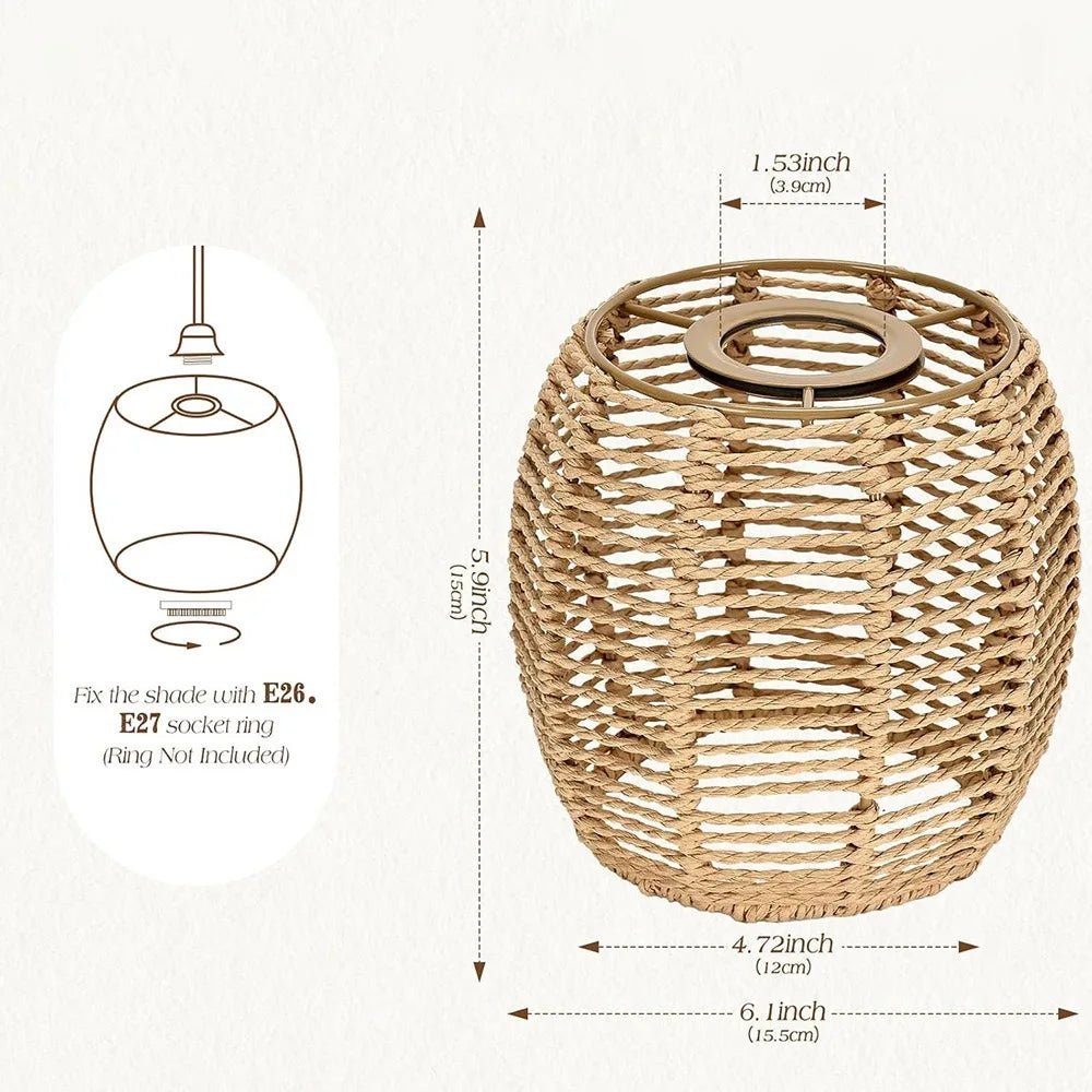 Weaving Design Woven Lampshade Hanging Light Fixture Vintage Lampshade Vintage Style Cane Inspired Light Fixture Home Decoration